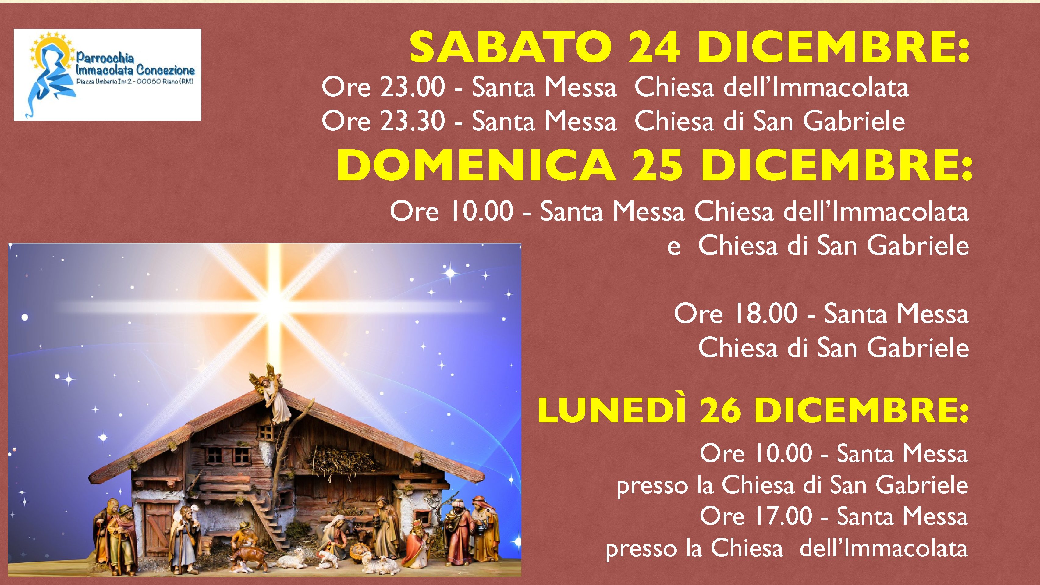 Orari delle Sante Messe di Natale 2022
